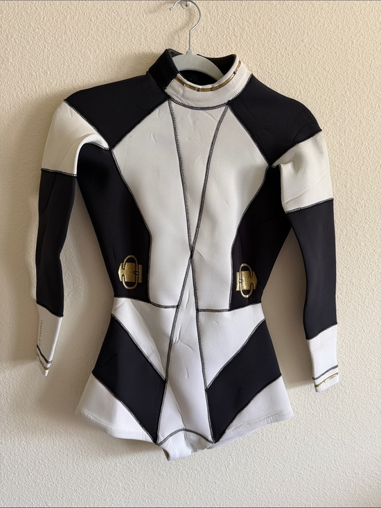 Cynthia Rowley Other - Cynthia Rowley Black & White Fitted Neoprene Swim Jacket with Gold Accents